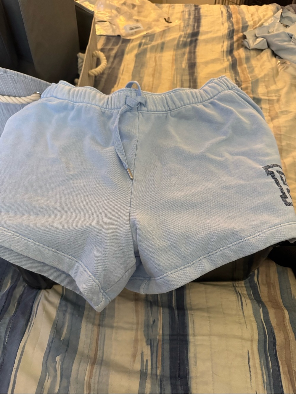 PINK Victoria's Secret Light Blue Terry Cloth Drawstring Shorts